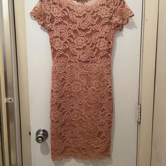 Fashion Nova: Cassi Lace Dress, Scoop Neck, Color: Mauve, Size: Small - Picture 2 of 3